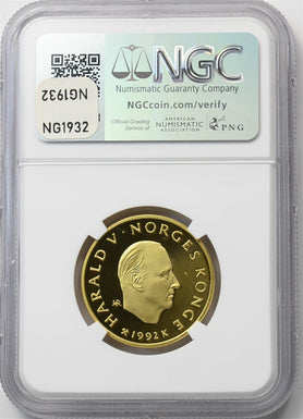Norway 1992 $1500 Kroner Proof NGC PF70 UC Gold 1/2oz AGW NG1932 combine shippi
