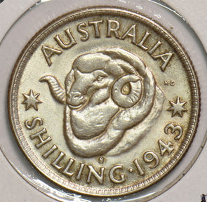 Australia 1943 S Shilling BU Merino ram 299234 combine shipping