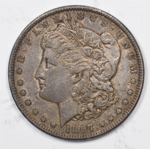 US 1897 -S Better Date Silver Peace Dollar Deep Colar Tone-OBV Silver Peace Dol