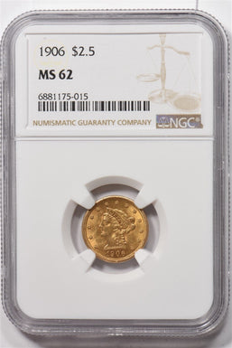 1906 $2.50 Gold Liberty Head Quarter Eagle NGC MS62 NG1822