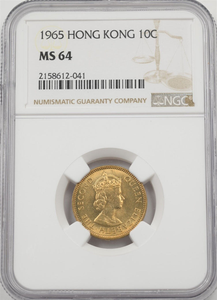 Hong Kong 1965 10 Cents NGC MS64 NG2013# combine shipping