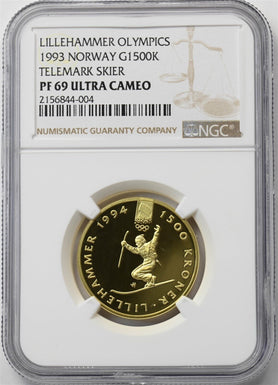 Norway 1993 $1500 Kroner Proof NGC PF69 UC Gold 1/2oz AGW NG1934 combine shippi