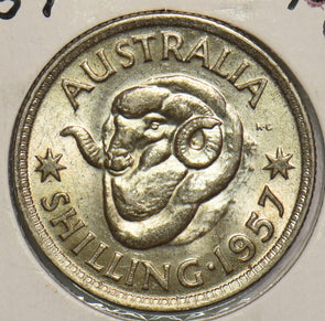 Australia 1957 Shilling UNC Merino ram 299240 combine shipping