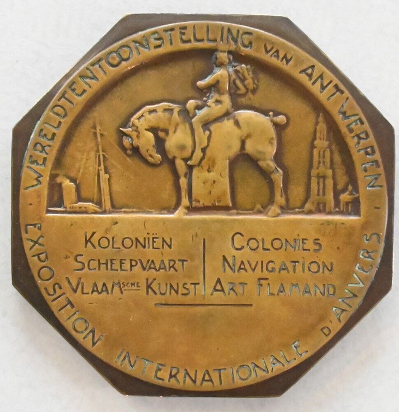 Belgian Congo 1930 Antwerp Belgium International Expo OCTAGONAL 78mm Brass Medal