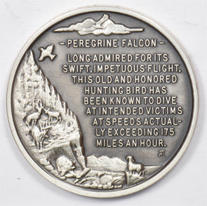 Silver Art Round Peregrine Falcon Sterling Silver Medal 1.004oz U0751