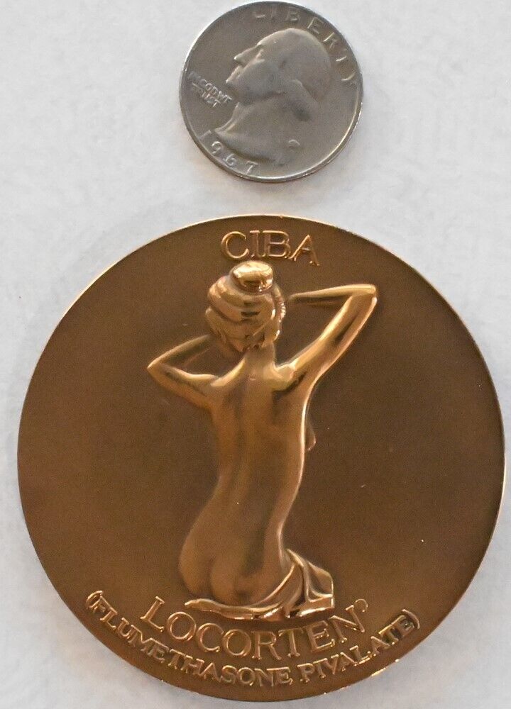 Brass France Nude Woman CIBA LOCORTEN Medal B2U0043 combine shipping