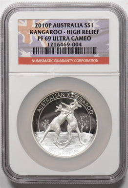 2010-P Silver Australia Kangaroo High Relief NGC PROOF 69 ULTRA CAMEO NG1834