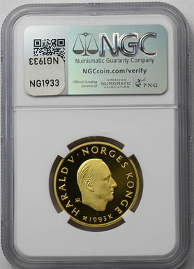 Norway 1993 $1500 Kroner Proof NGC PF70 UC Gold 1/2oz AGW NG1933 combine shippi