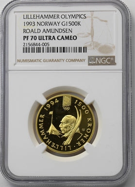 Norway 1993 $1500 Kroner Proof NGC PF70 UC Gold 1/2oz AGW NG1933 combine shippi