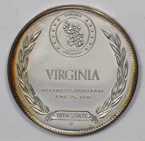 Silver Art Round The10th State Virginia 14.4 Gram Sterling Silver U0722