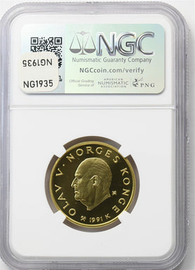 Norway 1991 $1500 Kroner Proof NGC PF69 UC Ancient Skier Gold 1/2oz AGW NG1935