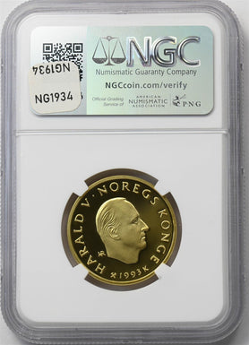 Norway 1993 $1500 Kroner Proof NGC PF69 UC Gold 1/2oz AGW NG1934 combine shippi