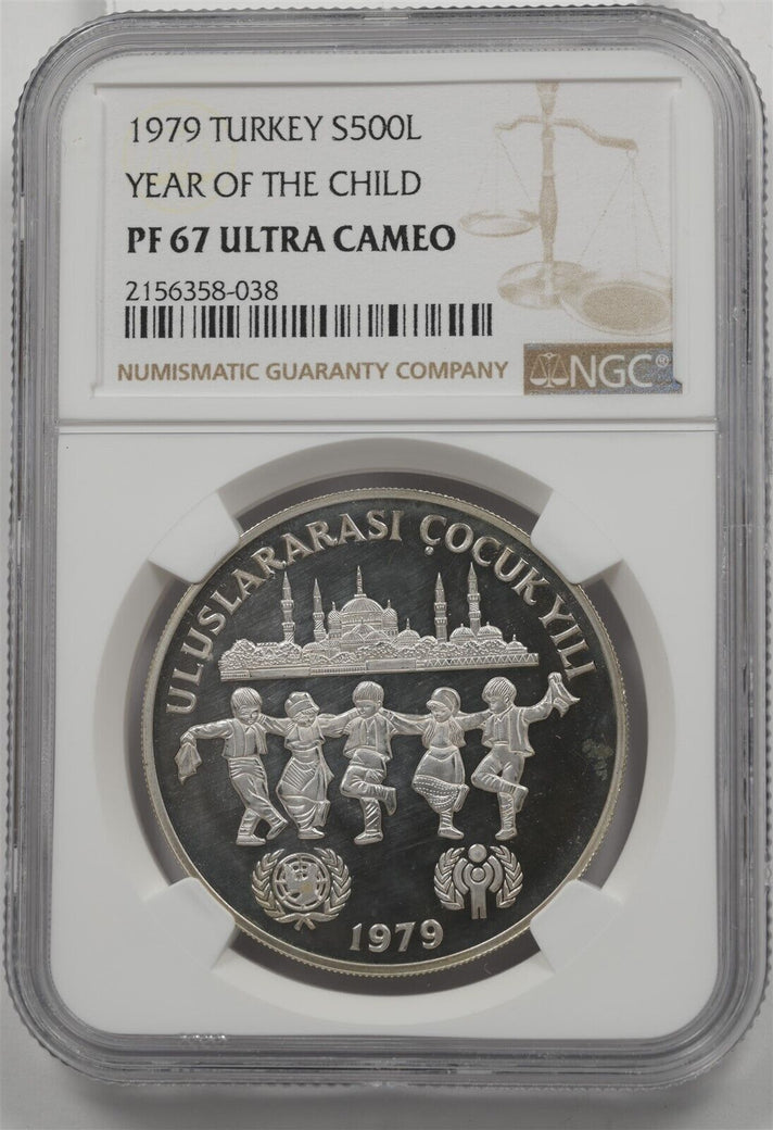 Turkey 1979 500 Lira Proof NGC PF67 ULTRA CAMEO Year Of The Child NG2046 combine
