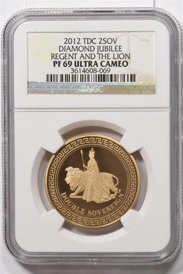2012 Gold TDC GOLD 2 SOVEREIGN AGW 0.2572oz Diamond Jubilee Regent and The Lion
