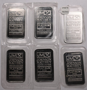 Platinum Vintage 1 oz Johnson Matthey JM Platinum Sealed Bar GL0343#