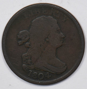1804 Draped Bust Half Cent Crosslet 