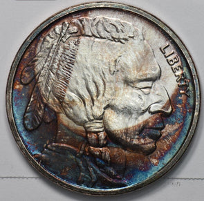 Silver Art Round Buffalo monster blue toning 1oz U1818