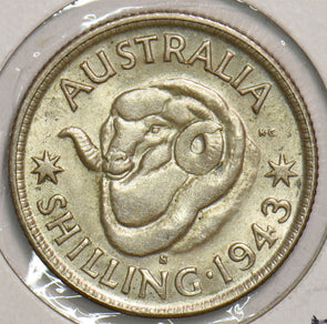 Australia 1943 S Shilling BU Merino ram 299195 combine shipping