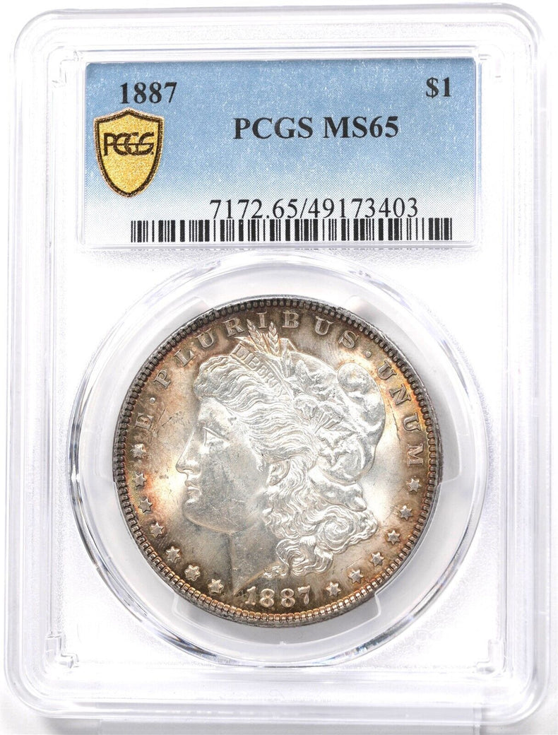 1887 Morgan Dollar Silver Nice Luster and AlbumToning! PCGS MS65 PC1701