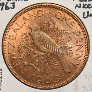 New Zealand 1963 Penny Nice UNC Tui Bird 299252 combine shipping