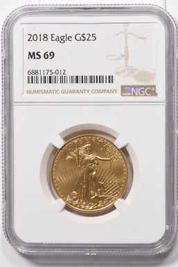 2018 $25 1/2oz Gold Eagle NGC MS69 NG1830