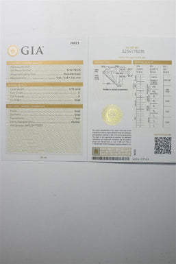 Laser inscripted GIA Loose Natural Diamond TCW 0.75ct E I1 JG023