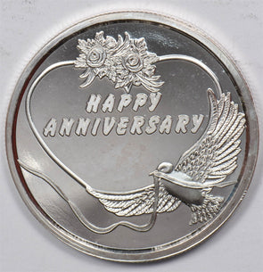 1998 Silver Art Round 1oz Happy Anniversary Proof U0712