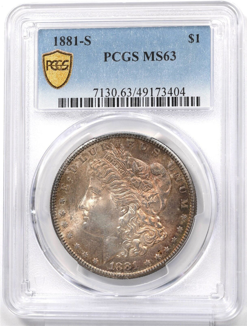 1881-S Morgan Dollar Silver Gorgeous Monster OrangeToning! PCGS MS63 PC1704