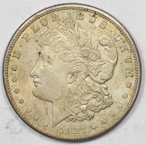 US 1921 -S Silver Morgan Dollar Silver Morgan Dollar BU+ Nice Toning U0991 comb