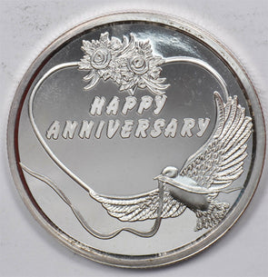 1998 Silver Art Round 1oz Happy Anniversary Proof U0713