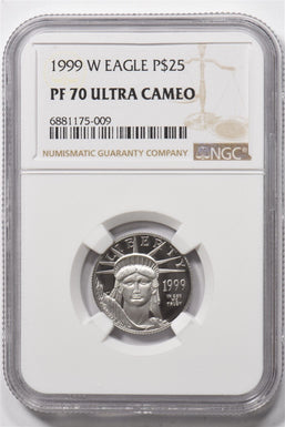 1999-W Platinum Eagle $25 APW 1/4oz NGC PROOF 70 ULTRA CAMEO NG1833