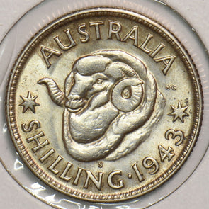 Australia 1943 S Shilling BU Merino ram 299197 combine shipping