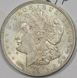 US 1921 Silver Morgan Dollar Nice Toning Silver Morgan Dollar CH BU+ Nice Tonin
