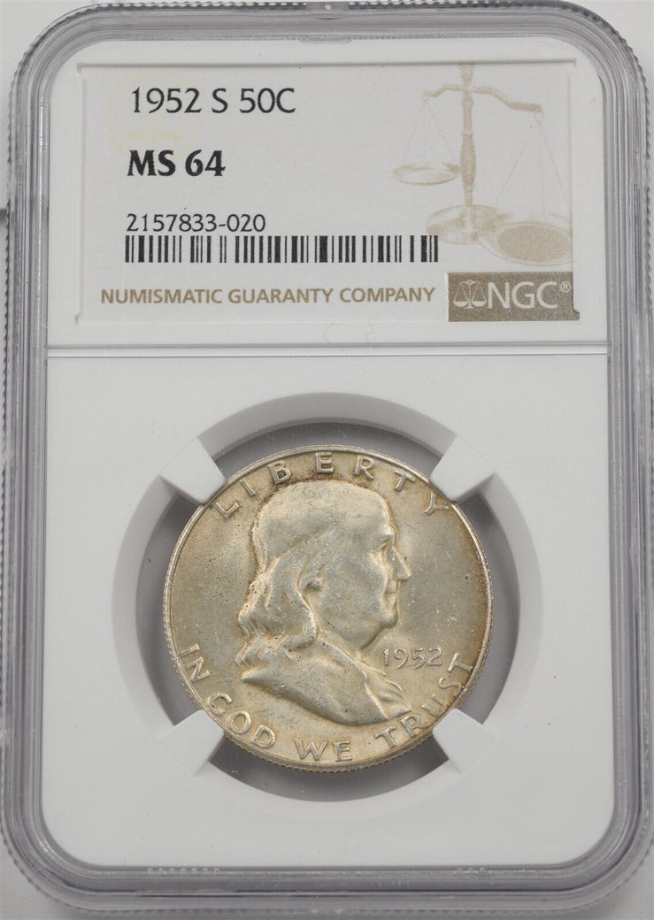 US 1952-S Franklin Half Dollar 90% silver NGC MS64 NG2006 combine shipping