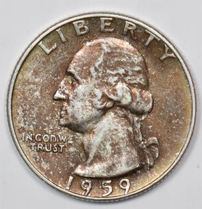 US 1959 -D Washington Quarter 90% silver Beautiful Deep Orange Tuning Washingto