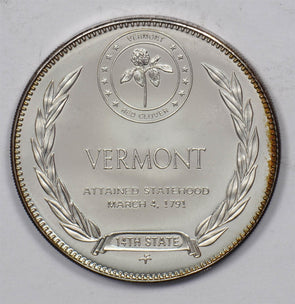 Silver Art Round The Green Montain State Vermont 14.4 Gram Sterling U0729