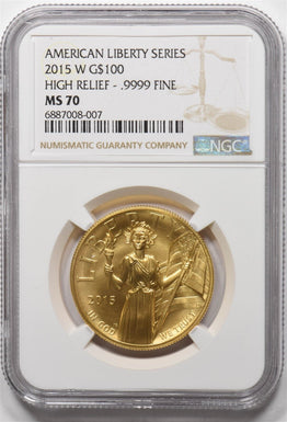 2015-W Gold $100 1oz High relief American Liberty series NGC MS70 NG1840