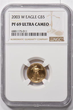 2003-W $5 1/10oz Gold Eagle NGC PROOF 69 ULTRA CAMEO NG1820