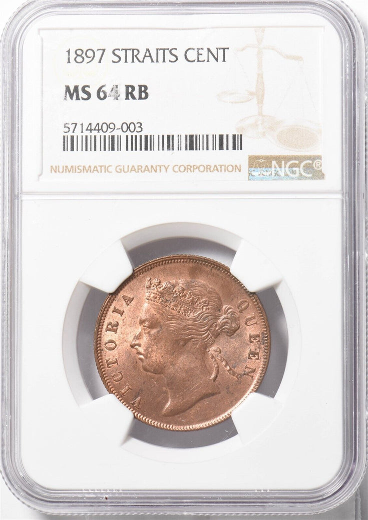 1897 Malayisia Straits Cent NGC MS64RB NG1849