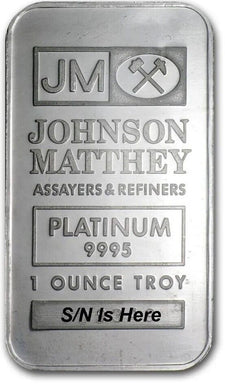 Platinum Vintage 1 oz Johnson Matthey JM Platinum Sealed Bar GL0343#