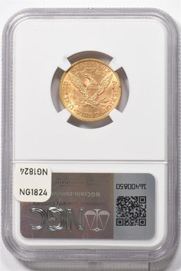 1900 $5 Gold Liberty Head Half Eagle First day of issue NGC MS63 NG1824