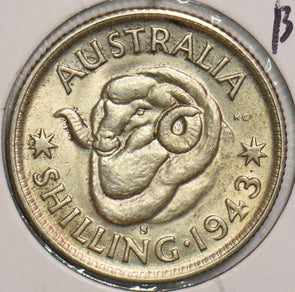 Australia 1943 S Shilling BU Merino ram 299194 combine shipping