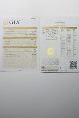 Laser inscripted GIA Loose Natural Diamond TCW 0.70ct D SI1 JG006