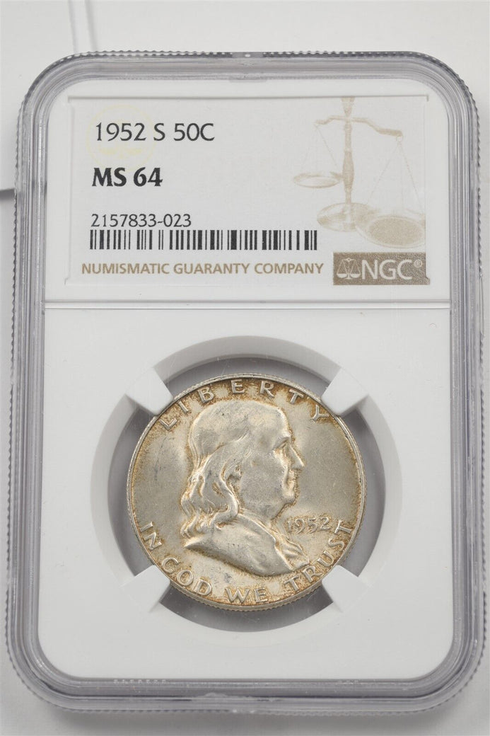 US 1952-S Franklin Half Dollar 90% silver NGC MS64 NG2007 combine shipping