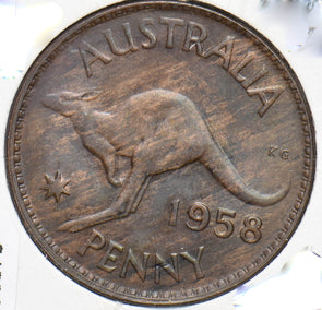 Australia 1958 Penny Kangaroo animal Elizabeth II 293070 combine shipping