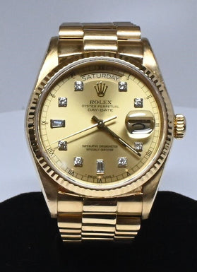 Rolex Day-Date 36mm President Diamond Gold Watch 19038 Men's LU0005