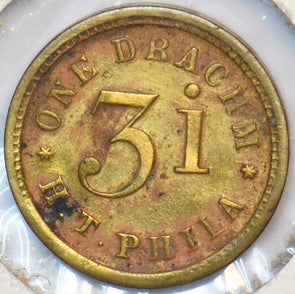 Token Drachm H. T. PHILA. Apothecary weight. 3.1 weight 194866 combine shippin