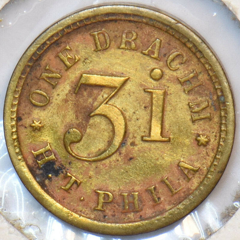 Token Drachm H. T. PHILA. Apothecary weight. 3.1 weight 194866 combine shippin