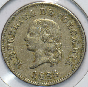 Colombia 1886 5 Centavos 293509 combine shipping