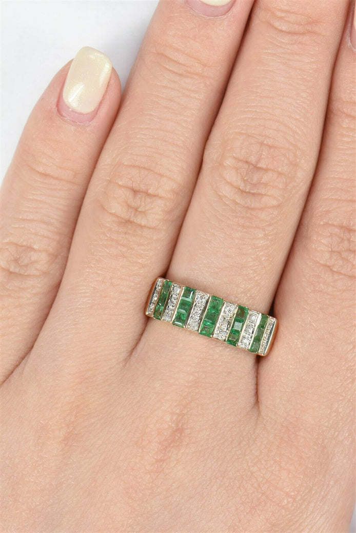 14k Gold Emerald Diamond Ring RG0043
